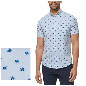 MIZZEN & MAIN Men’s Leeward Short Sleeve Trim Fit Button Up Shirt Blue Size XL